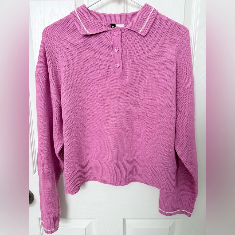 Divided Pink Polo-Style Knit Sweater - Picture 1 of 7